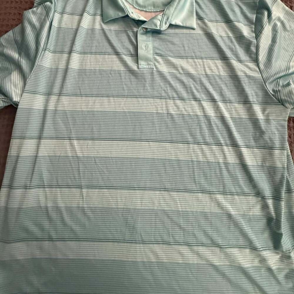 Ben Hogan Performance Striped Golf Polo Shirt Light Blue White XL